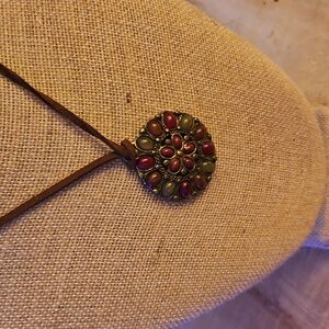 Lucky Brand Stone Pendant On Leather Necklace